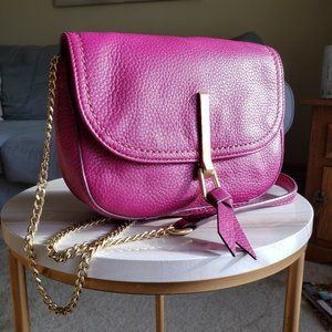 Vera Bradley Leather Carson Mini Saddlebag in Wild Berry Pink w Chain Strap NWT